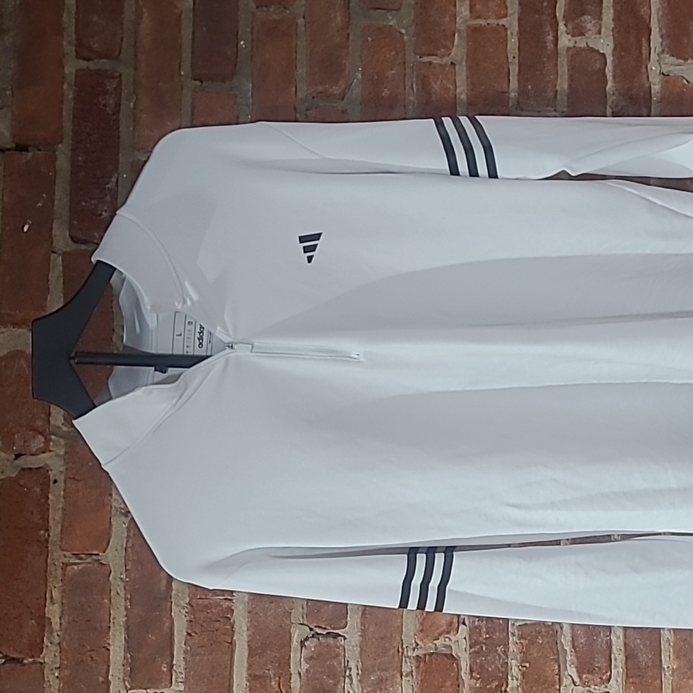 Adidas White Long Sleeve Quarter Zip Pullover, Size L